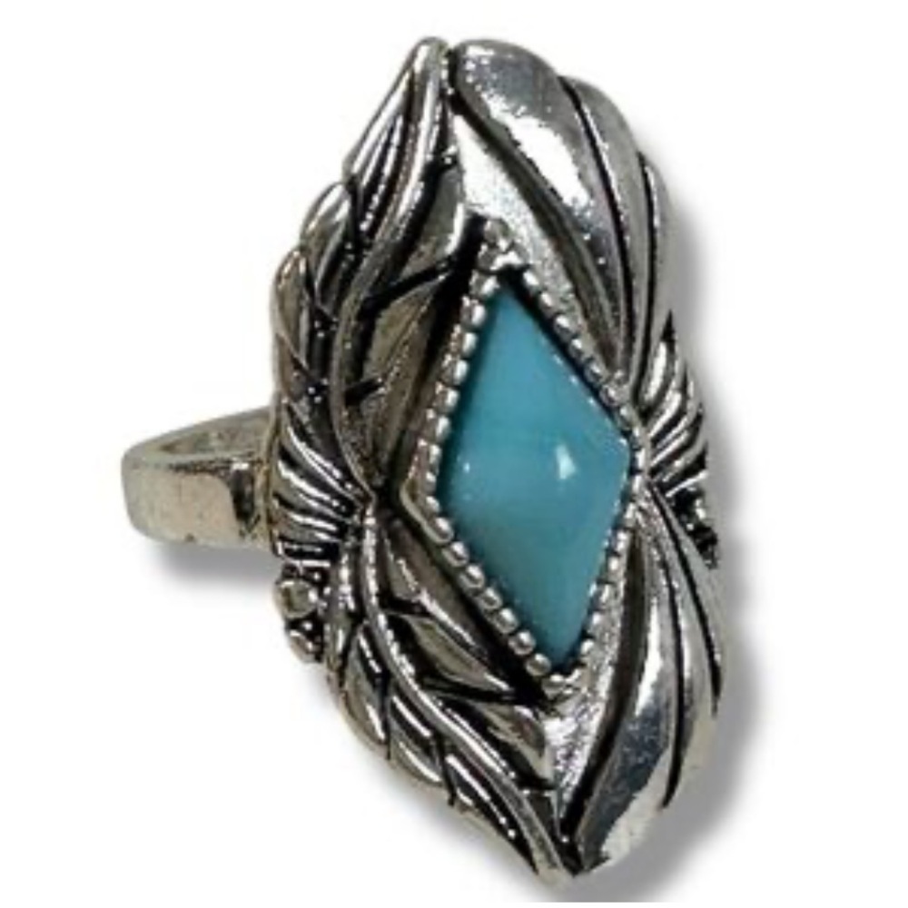 Free People Turquoise And Silver Toned Ring NWT 6